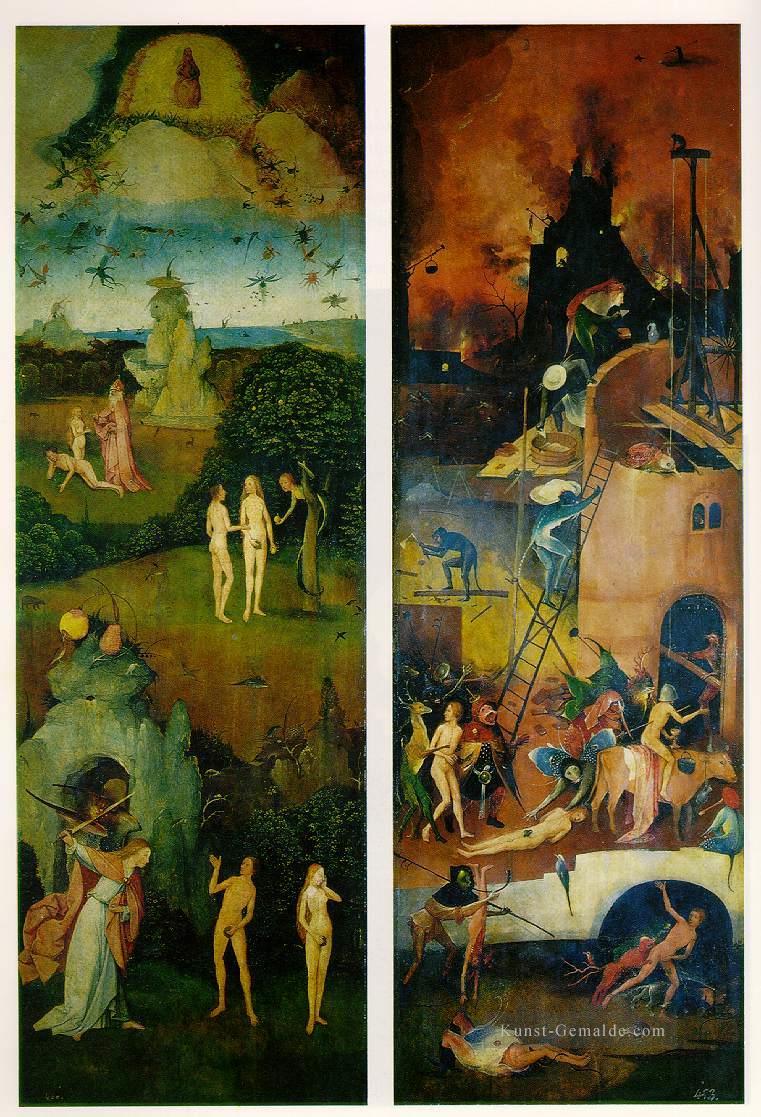 Paradies und Hölle linke und rechte Platten eines Triptychons moralischen Hieronymus Bosch Ölgemälde